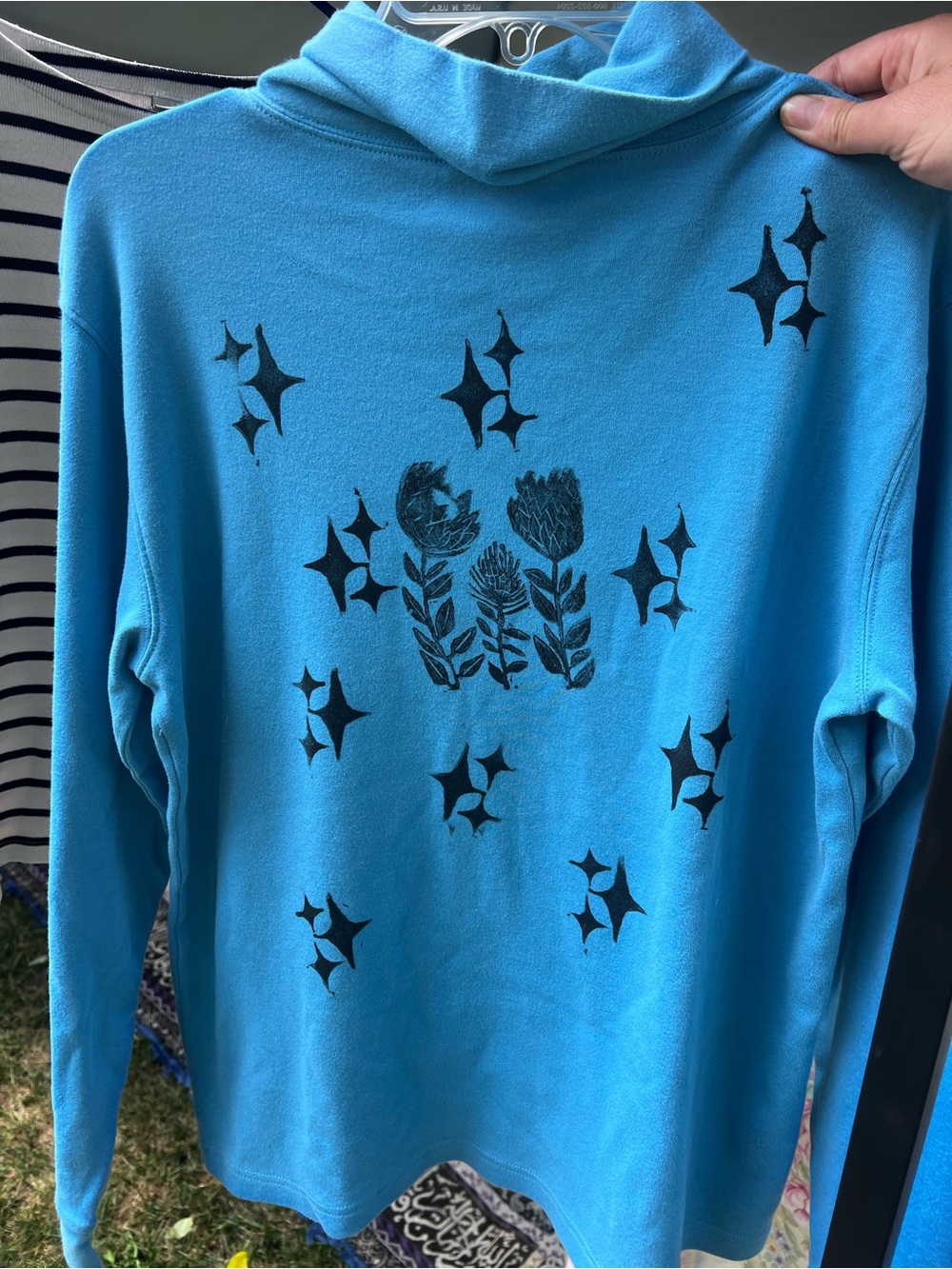 Cornflower blue printed turtleneck 100% cotton